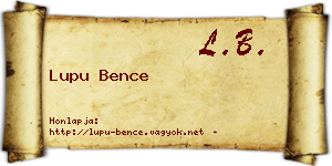 Lupu Bence névjegykártya